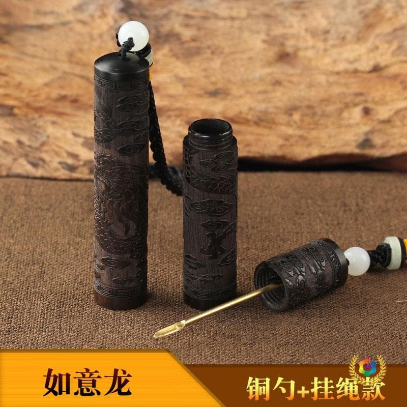 ✅Ebony snuff bottle, antique style, portable, hand-held snuff bottle, solid wood carving, snuff powder bottle