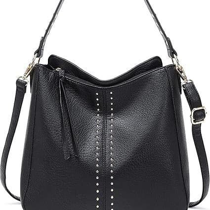European and American Retro Studded Bucket Bag 2025 New Casual Large Capacity Women's Bag, Fashionable Versatile Shoulder Crossbody Bag