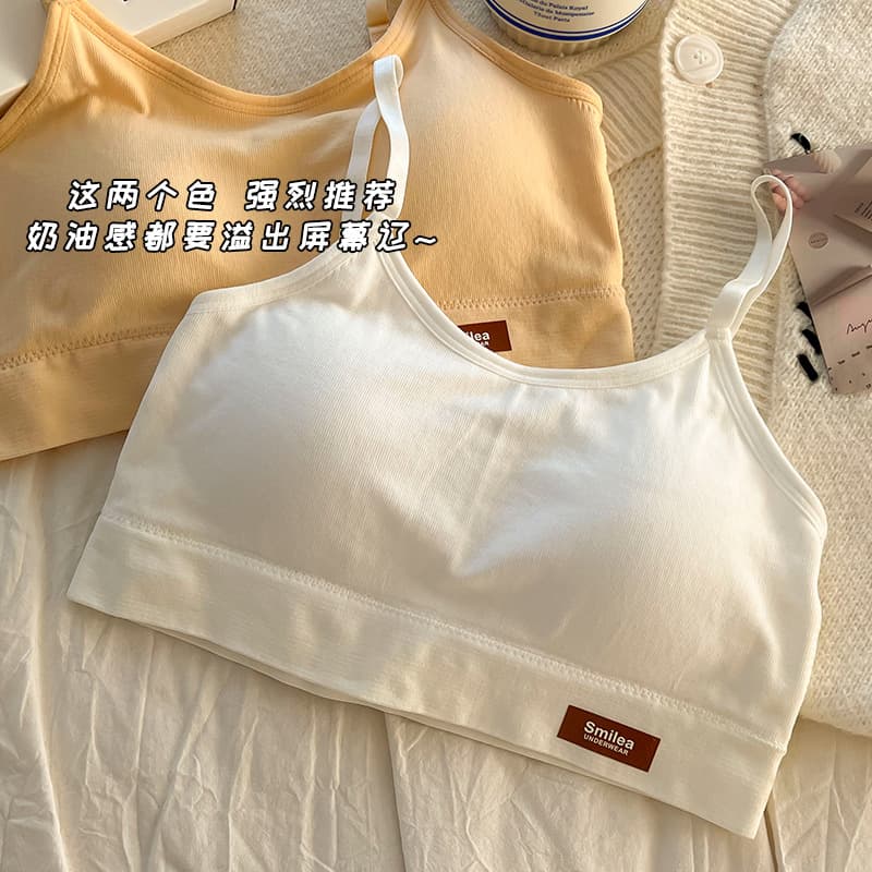 Girls' Training Bra for Developing Teens, Sports Vest, Wire-Free, Backless, Seamless Built-in Cup, Thin Padded Racerback Bra