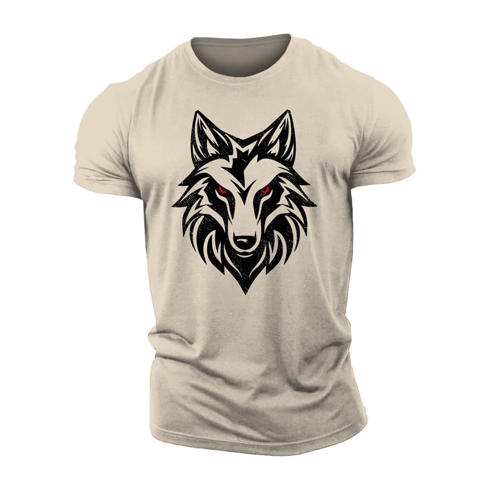 3D Printed Untamed Wolf Red Eyes Drop Gym T-Shirt High Quality Casual Men's Short Sleeve Top