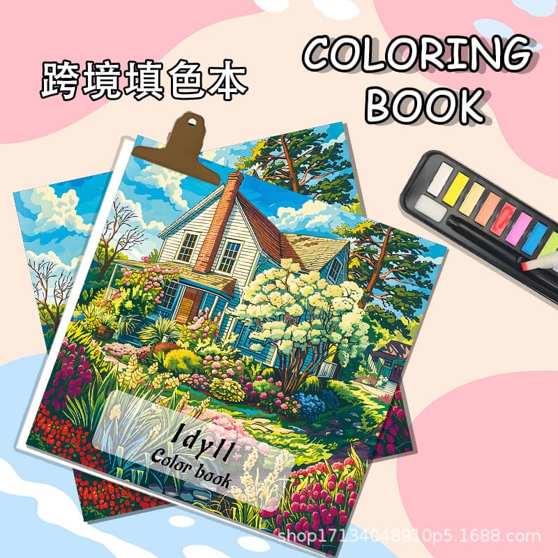 Adult Coloring Book Graffiti Drawing Sketchbook Painting Album Doodle Art Booklet Paper Material Watercolor Pens Crayons Pastels