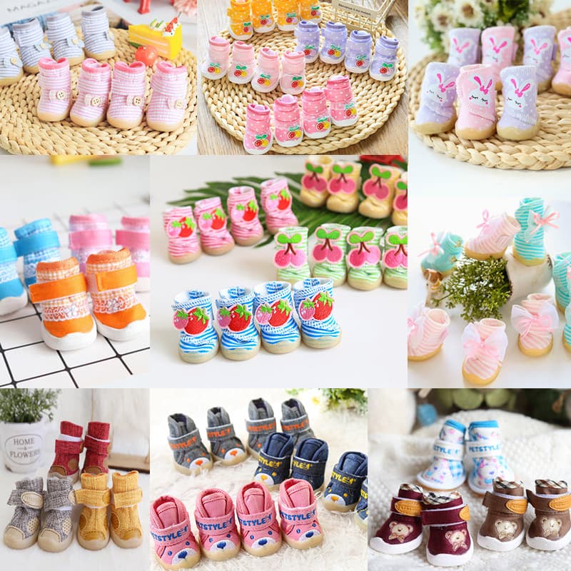 Petstyle Fruit Stripe Shoes Pet Cowhide Sole Wear-resistant Anti-slip Dog Shoes Baby Shoes