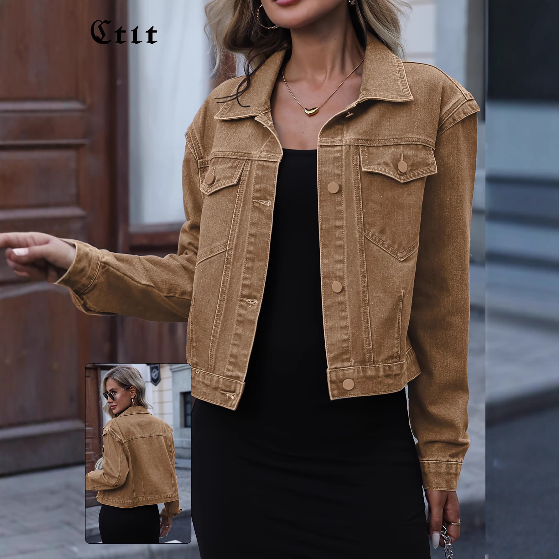 New style women's elegant casual versatile slim long-sleeved washed jacket retro short denim jacket for women 18560