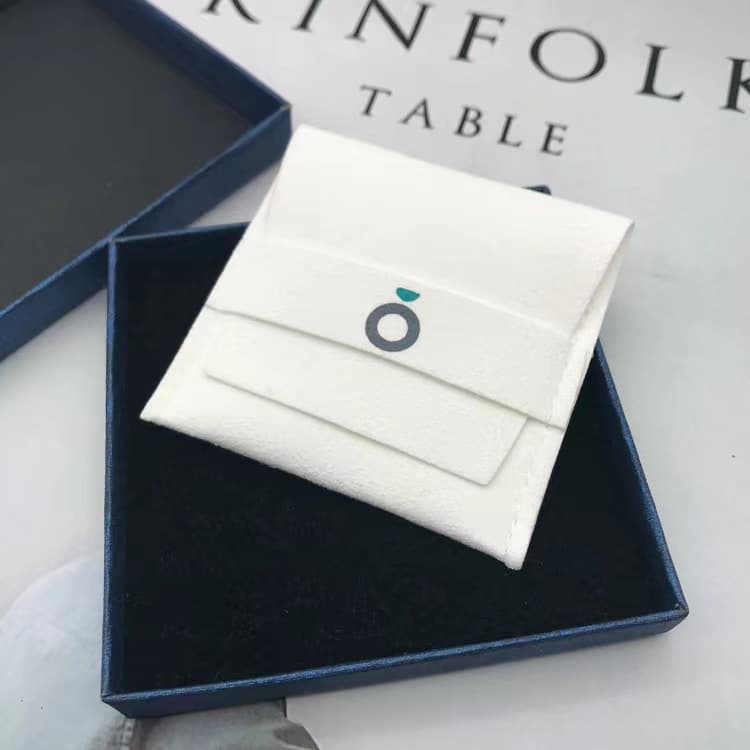New genuine microfiber jewelry necklace flip-top storage bag, earring stud ring packaging bag, customizable logo