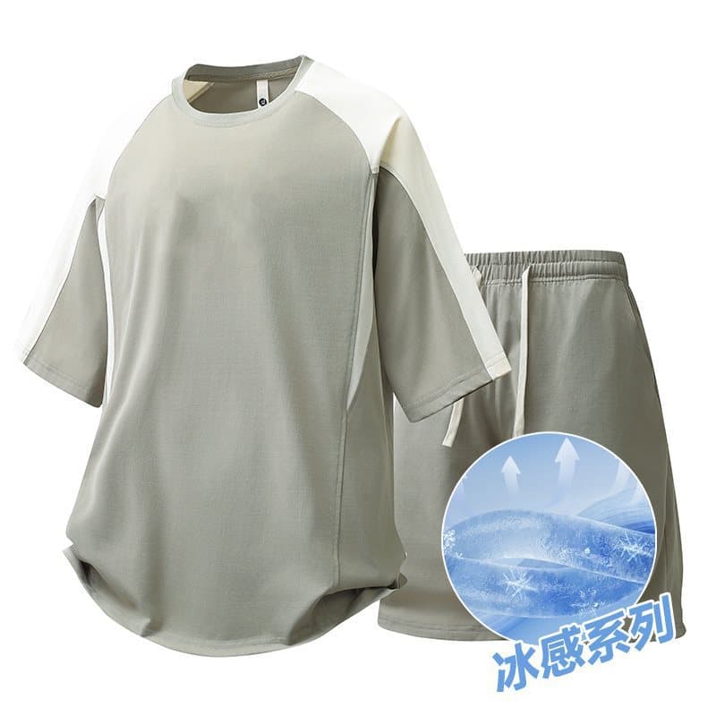 Summer Casual Sports Suit for Men, Trendy Youth Short-Sleeved Shorts, Handsome Summer Outfit for Junior High and High School Students