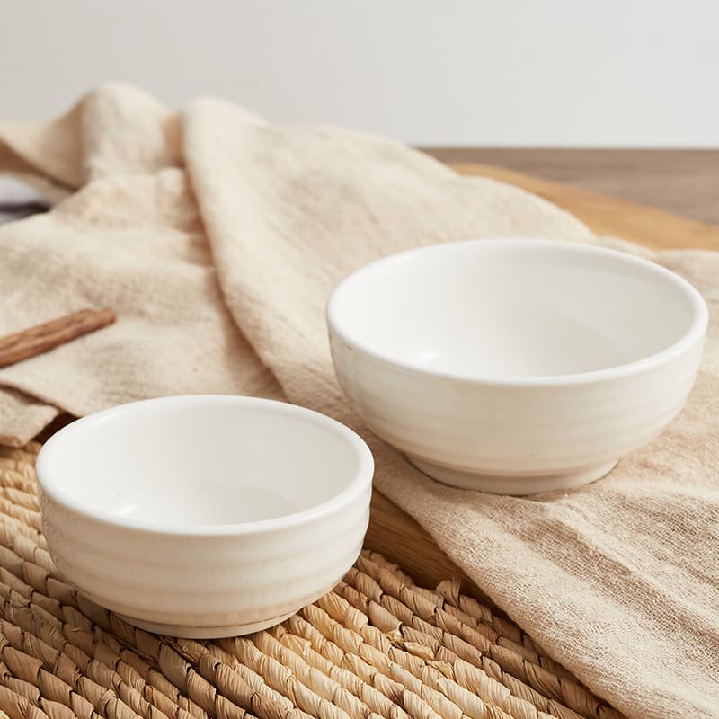 Hotel restaurant noodle bowl, porridge bowl, horizontal grain bowl, Japanese-style bowl, Korean-style bowl, dessert bowl, commercial pure white ceramic bowl