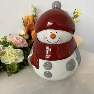 Cartoon Christmas Snowman Ceramic Storage Jar, Light Luxury Home Candy Jar, Girl's Heart Jewelry Box, Cute