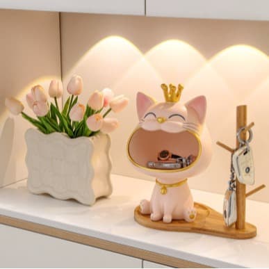 Maneki Neko Ornament Entryway Key Holder Home Living Room Decoration Shoe Cabinet Display Housewarming Gift