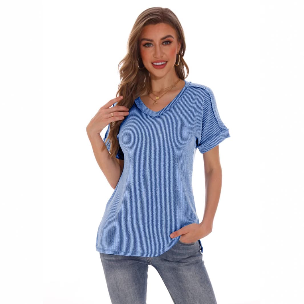 Batman Splice Open Split V-neck T-shirt 2025 Spring Comfortable Casual European And American Independent Station Short Sleeve