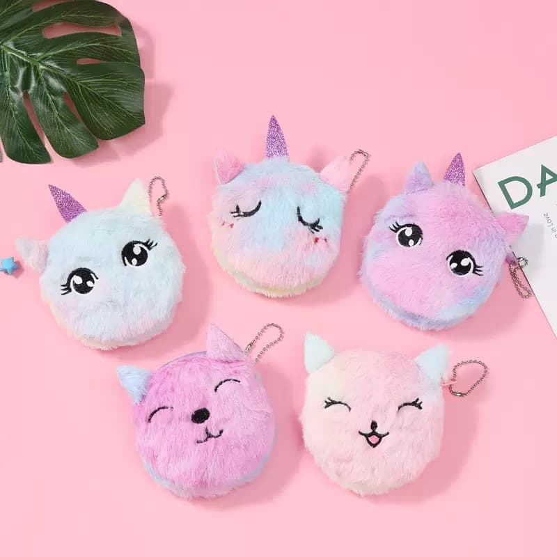 New Cartoon Coin Purse Children's Cat Plush Cute Key Pendant Bag Card Storage Bag Mini Girl