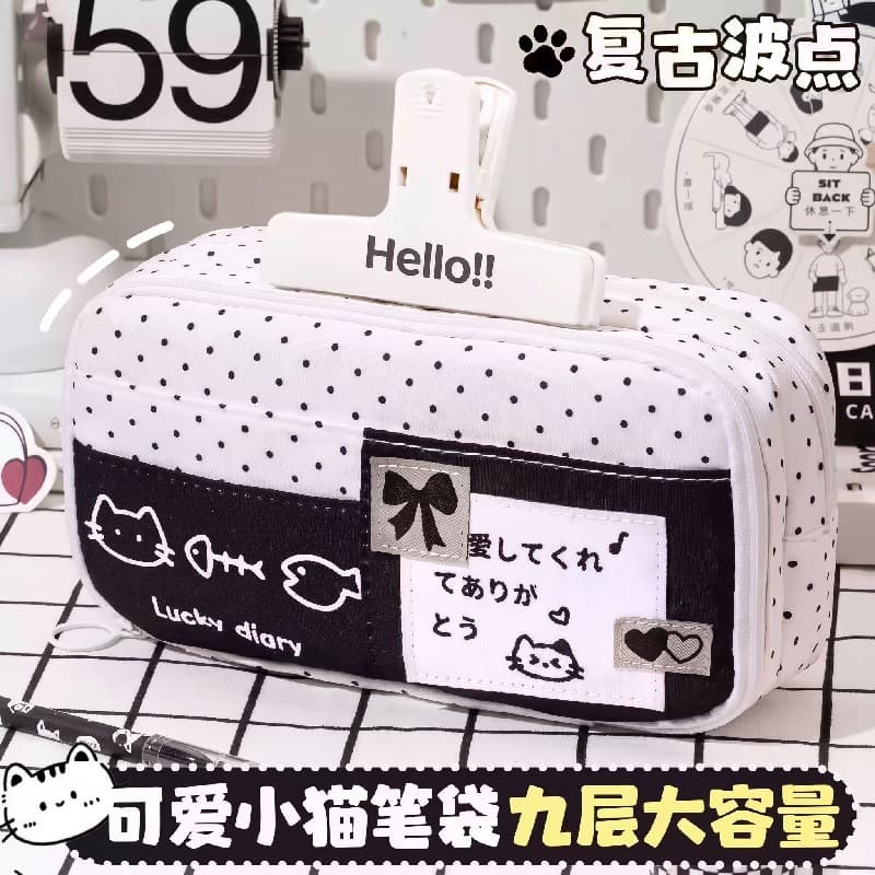 Kitty Pencil Bag Extra Large Capacity Girls 2026 New High-Looking Super Hot Stationery Box Elementary School Children’s Pencil Box