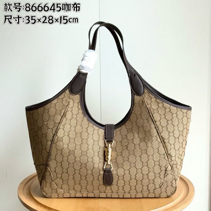 G 2026 New Classic Monogram Genuine Leather Mercato Series Medium Tote Bag Shoulder Bag