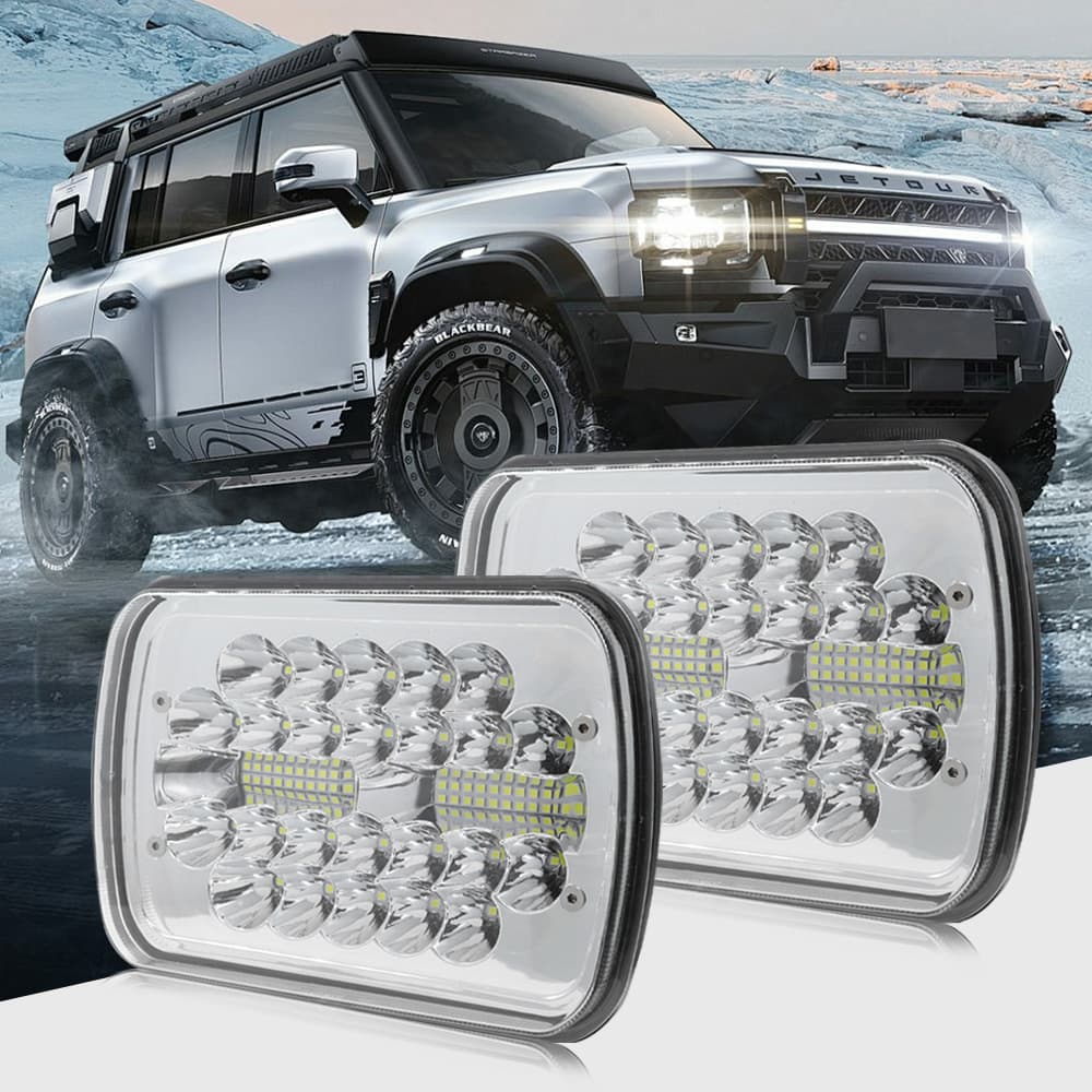 Factory Direct 7-Inch Wrangler Headlight Square 15-Bead Ultra-Bright Angel Eye Bi-Lens Auto LED Headlight