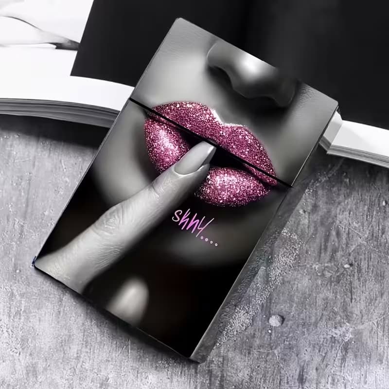 Creative Lips Pattern Cigarette Case for 20 Regular-Size Cigarettes, Export Wholesale for Cross-Border E-Commerce