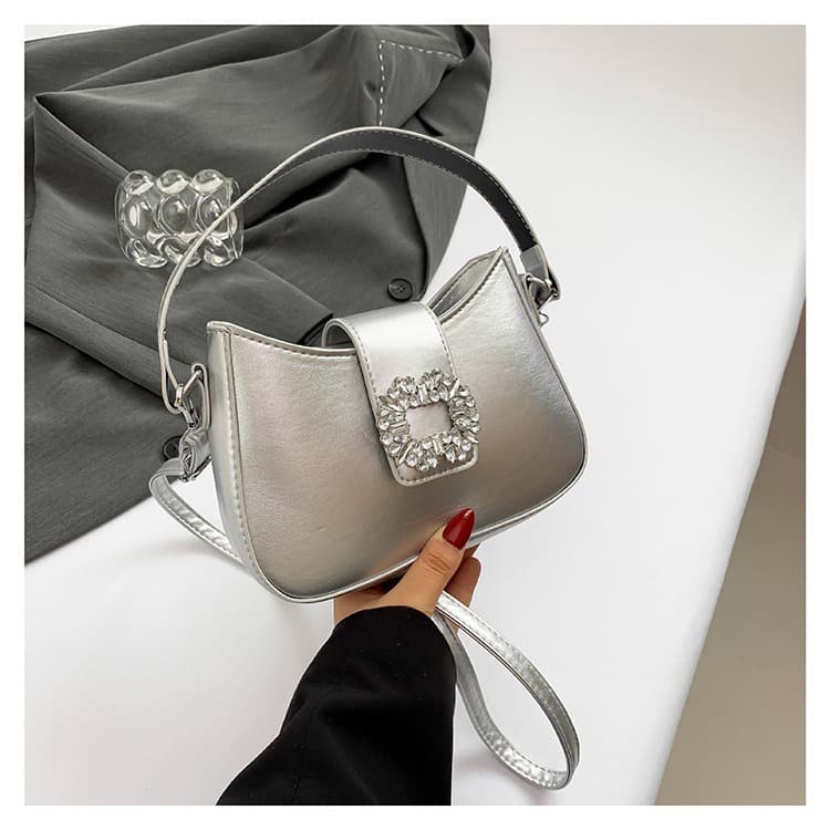 Elegant Women's Summer Underarm Bag Versatile Shoulder Crossbody Bag Soft PU Leather Polyester Lining Zipper Closure Square Shape