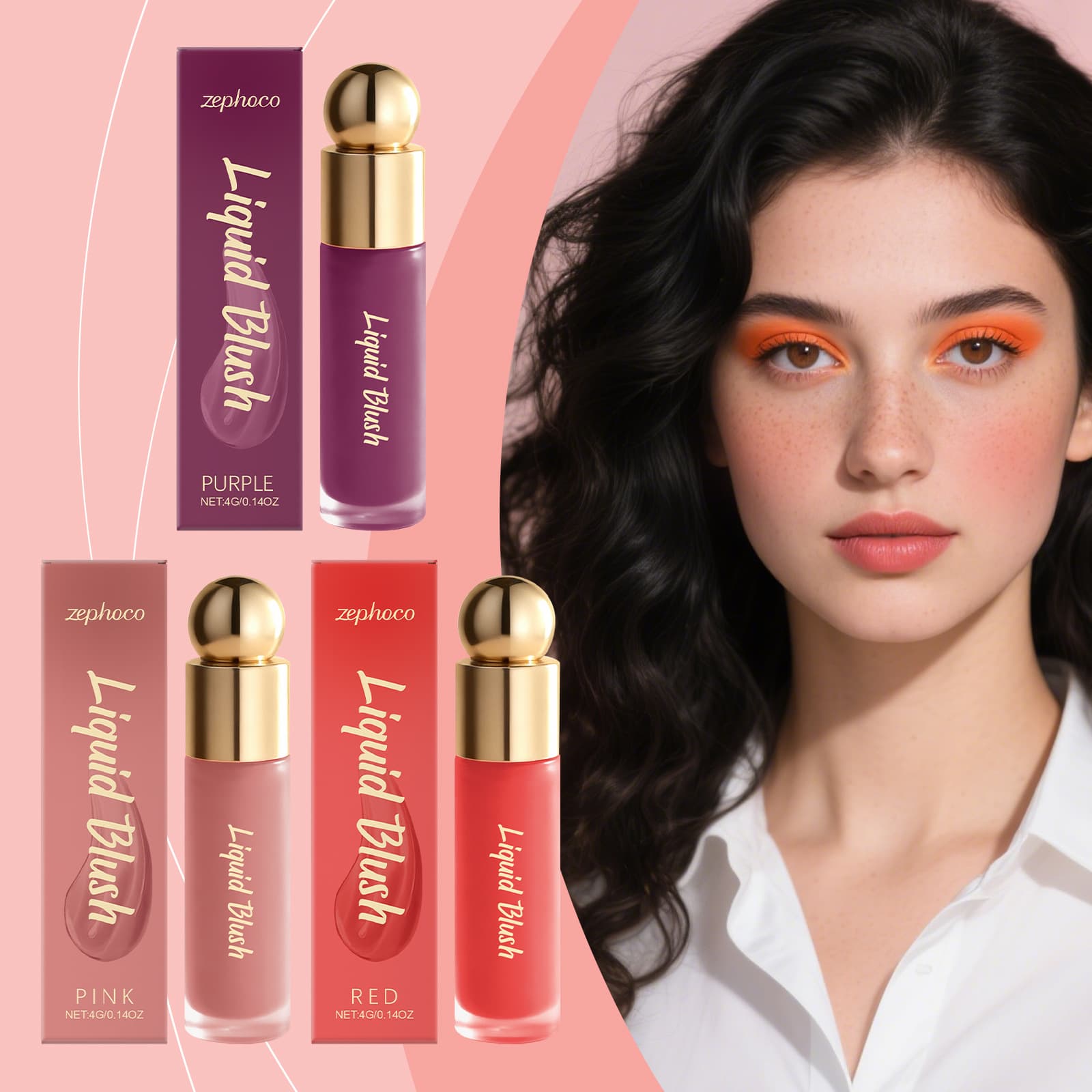 Zephoco Liquid Blush (Purple) - Purple Blush for Atmospheric Makeup, Easy to Blend and High Pigment Cheek Color