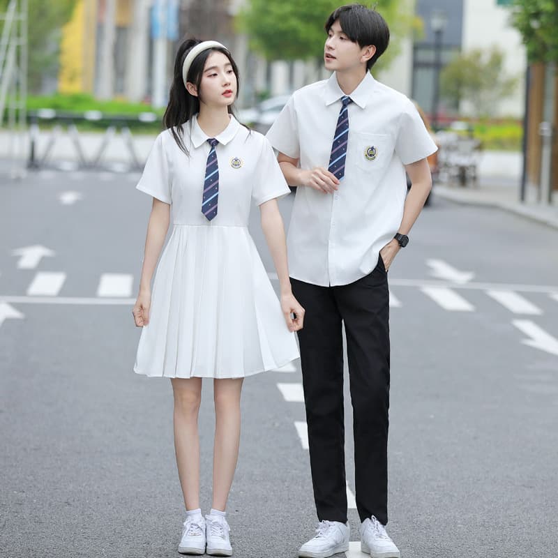 2024 Graduation Photos Real Couple Outfits Summer Preppy Styles Short Sleeves Student Uniform Performance Suit Graduation Suit F