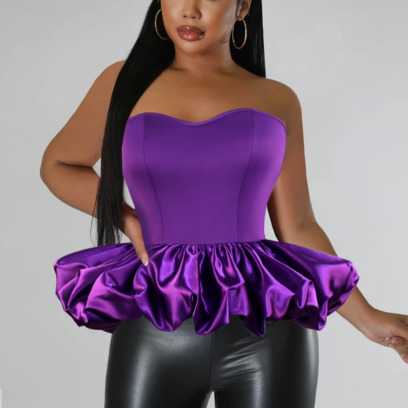 AM030319 New European and American Short Crop Top with Ruched Hem, Versatile Women's Chest Binder