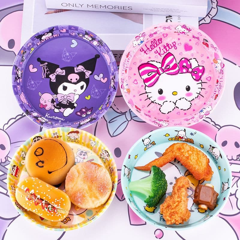 Children's cartoon dinner plate anti-scalding home divided kindergarten baby fruit plate child eating cute tableware Japanese style