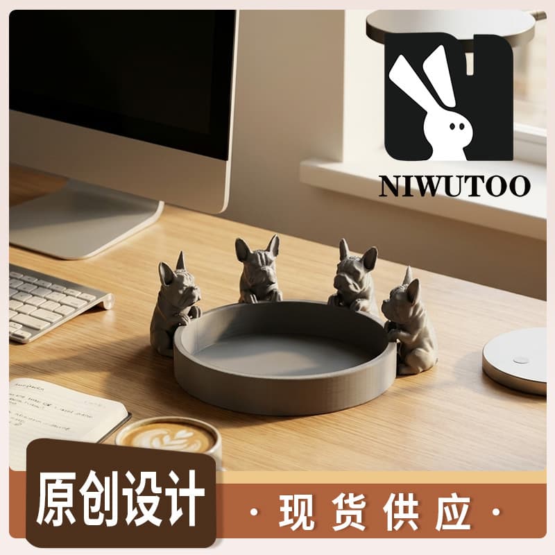 Amazon 3D Printed Creative Decorative Ornament Four Dog Guardian Plate Home Entryway Office Desktop Source Factory Wholesale