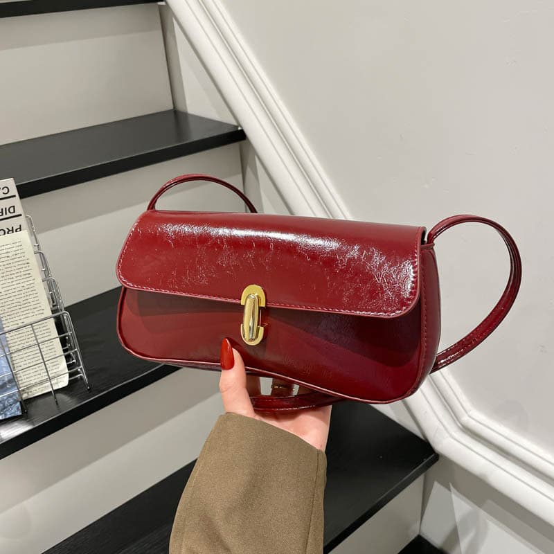 Trendy Glossy Leather Versatile Casual Underarm Bag for Women, New Stylish and Elegant High-Quality Single Shoulder Bag