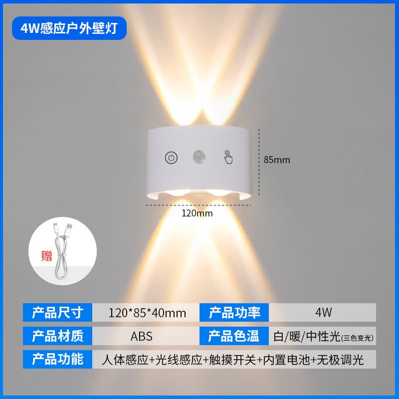 Rechargeable sensor wall lamp, magnetic light, wireless wall lamp, no wiring or drilling, bedside bedroom night light with room sensor