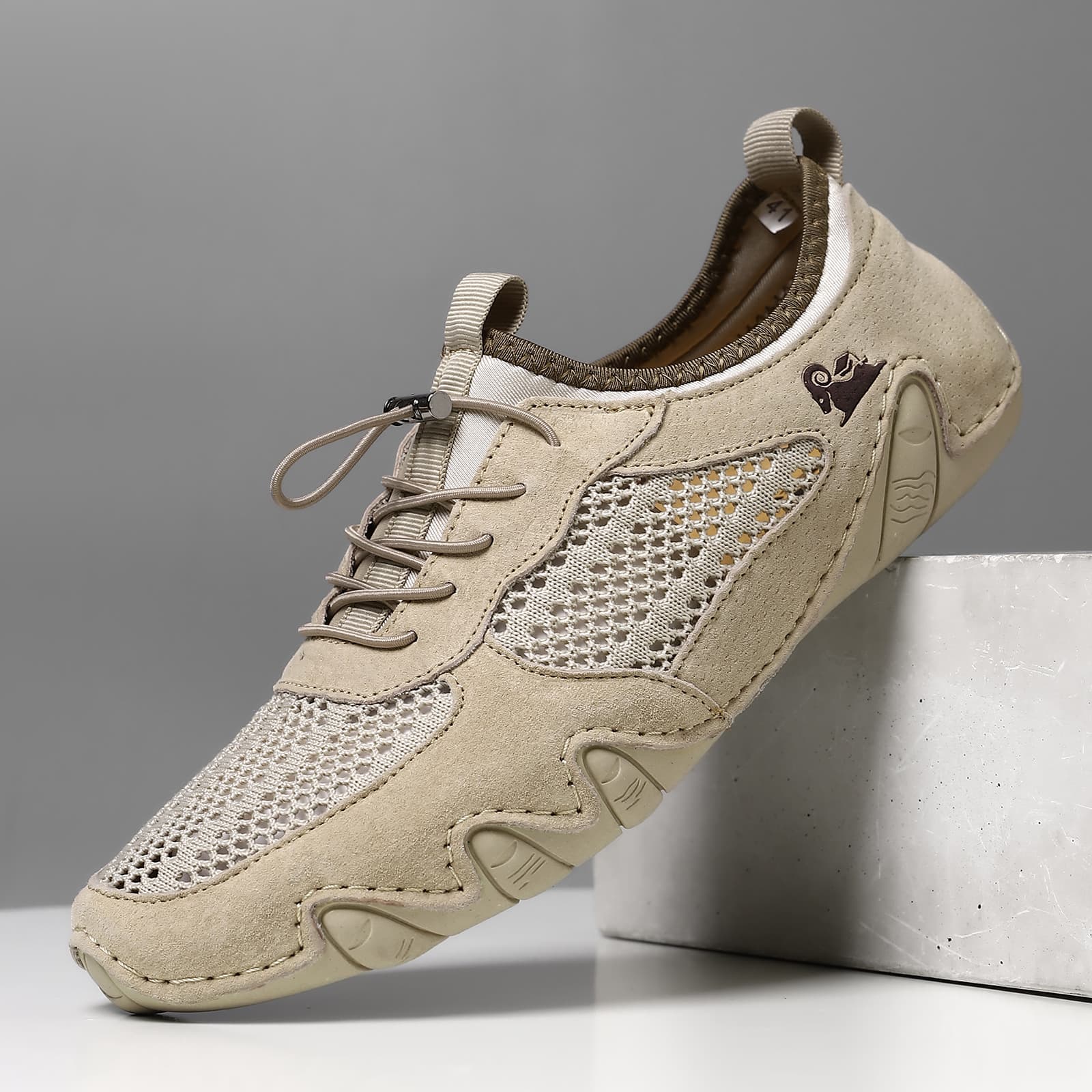 Amazon Hot Selling Summer Cross-border Men's Casual Sports Shoes Large Size Stitched Genuine Leather Mesh Shoes Octopus Men's Shoes