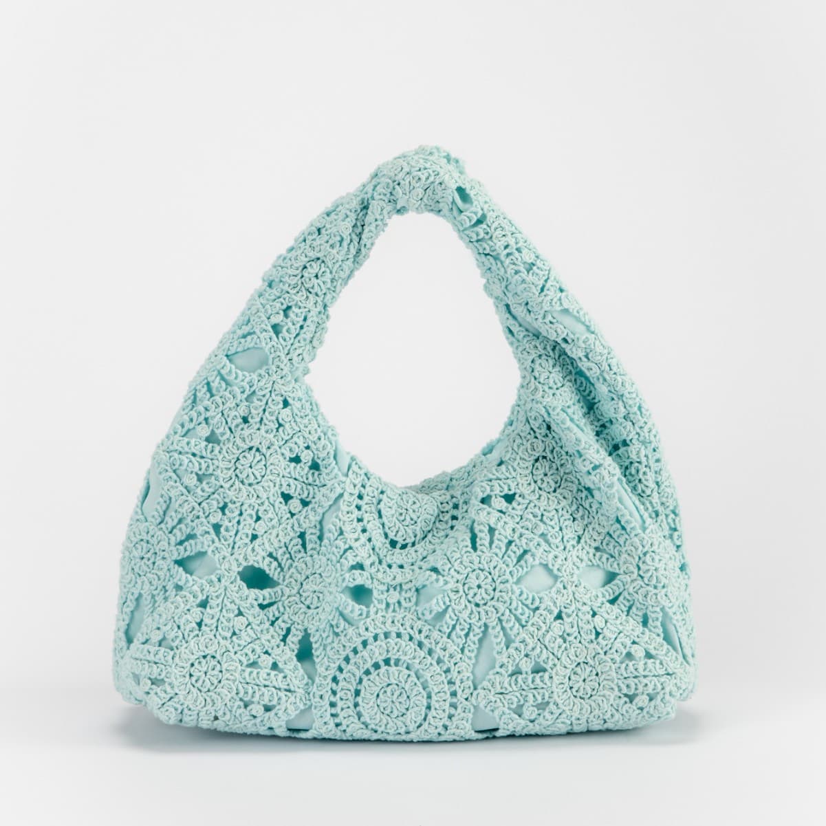 Cross-Border Popular Lace Hollow-Out Holiday-Style Handbag with Hollow-Out Pattern in Macaron Colors, Handmade Crochet Cotton Bag