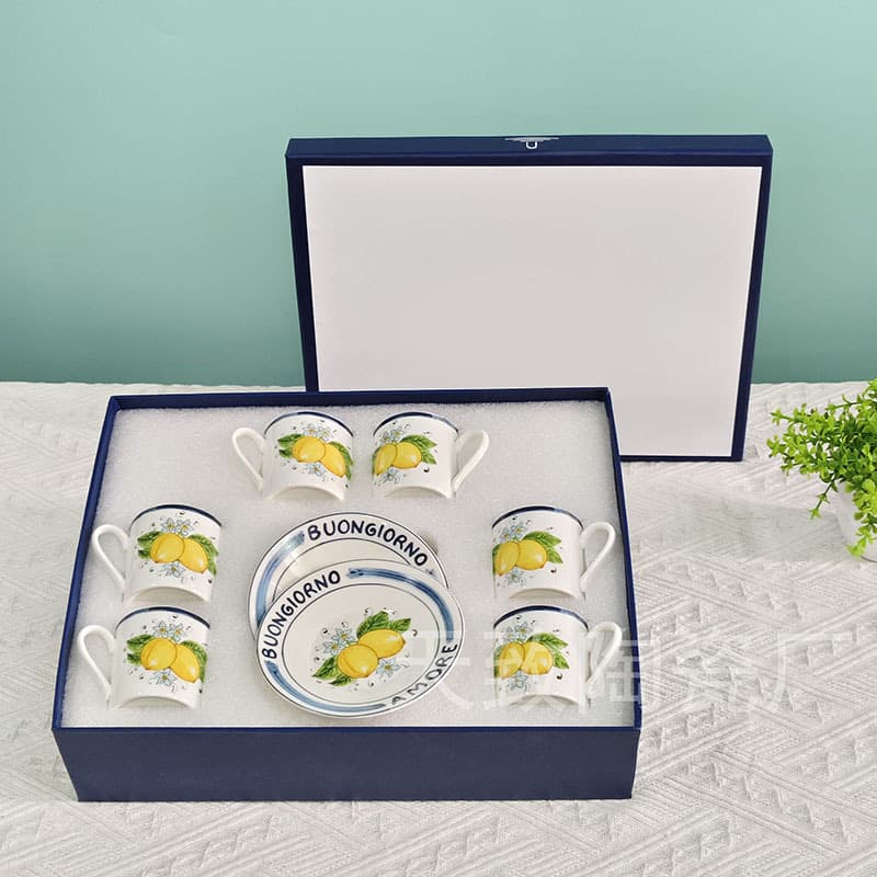 European light luxury bone china Weijia same style lemon 12 pieces six cups and six dishes home office afternoon tea gift
