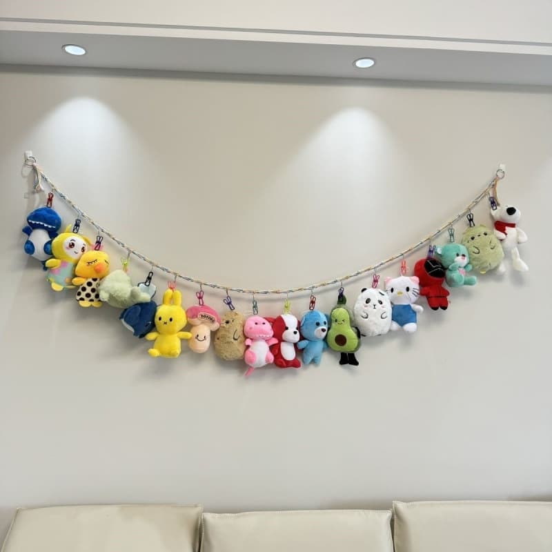 Doll Storage Wall Plush Toy Display Rack Doll Wall Stuffed Animal Storage Wall Hanging Rope Handwoven Doll Hanger