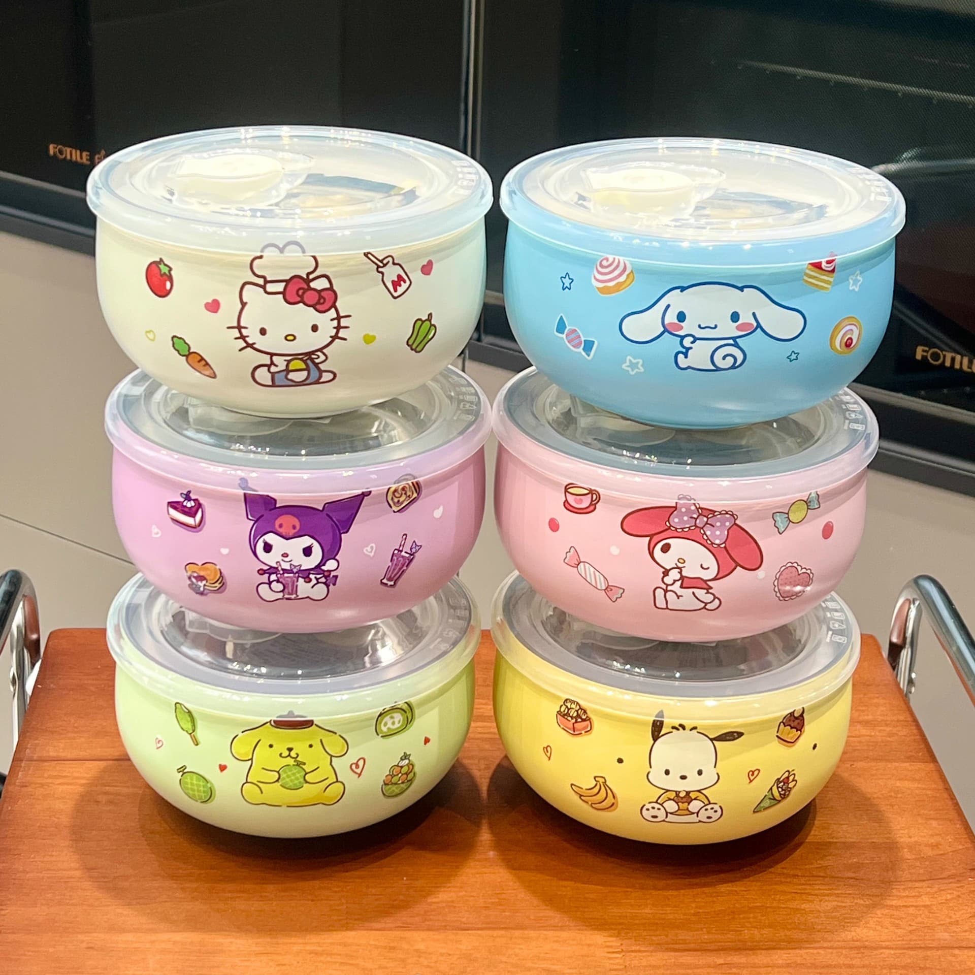 Cartoon Sanrio 316 Stainless Steel Bowl Kids Home Rice Bowl Kuromi Student Office Worker Instant Noodle Bowl with Lid
