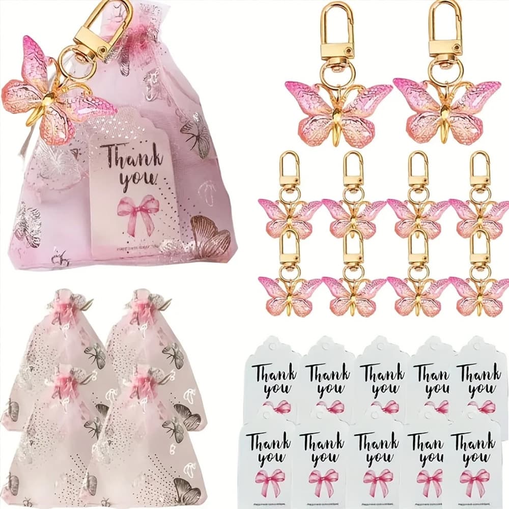 Butterfly Keychain Jewelry Wedding Party Gift Bag Set Cross-Border Popular Accessory Christmas Celebration Present