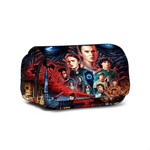 Stranger Things 5 Large Capacity Pen Bag Multi-layer Storage Wear-Resistant Oxford Cloth Student Stationery Bag Cross-Border Qualification Portable