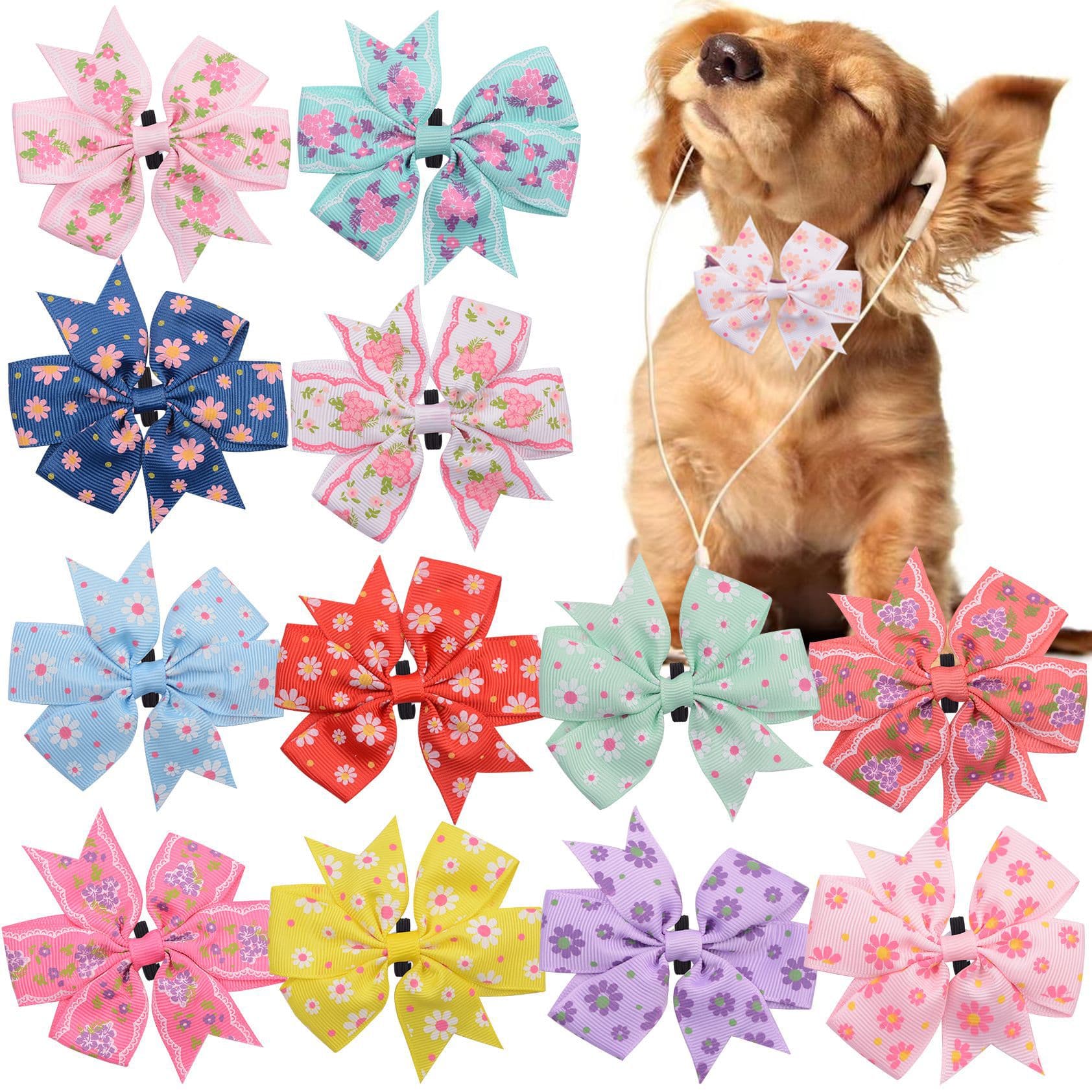 Cross-border Pet Collar Decoration Floral Classic Ribbed Bow Tie with Swallowtail Dog Cat Bow Tie Accessory