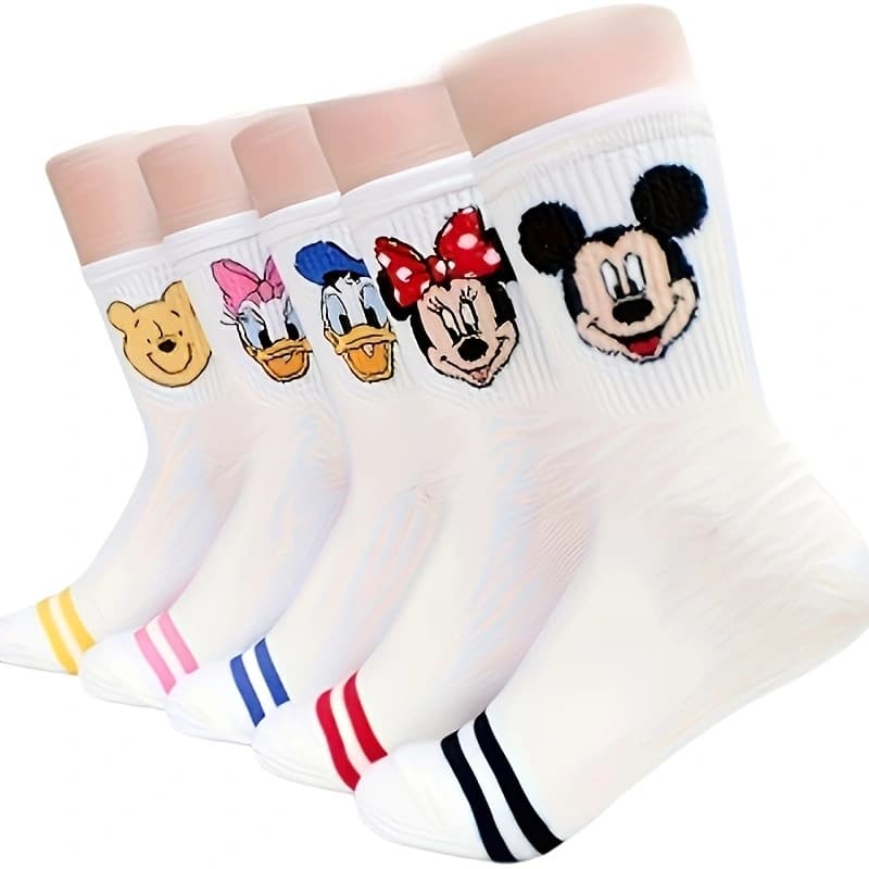 Women's Mid-Calf Socks, Korean Cartoon Cute Sweet Korean Style Cotton Socks, School Style Student Socks for Women