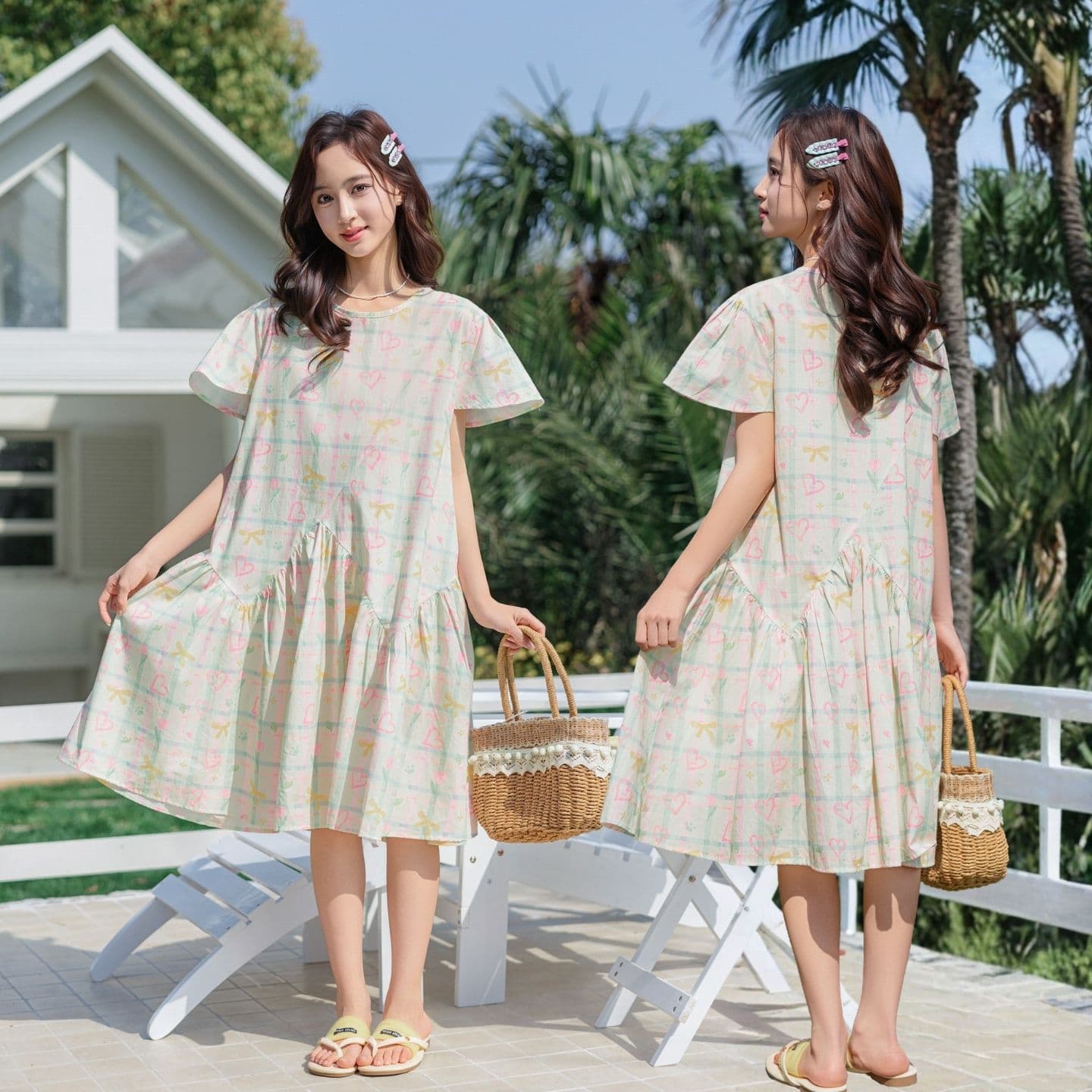 Girls Summer Dress for Middle School Students, Plus Size Loose Thin Princess Dress Vacation Dress Cotton Fabric Fresh Style