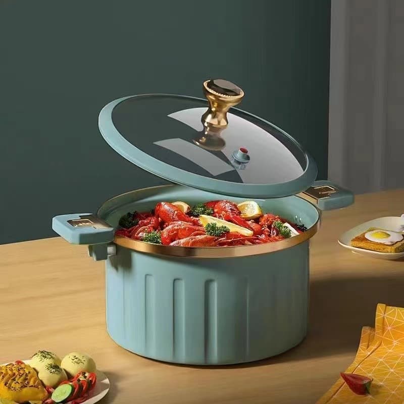 Roman Holiday Enamel Micro-Pressure Pot, Large Capacity Non-Stick Multi-Functional Soup Pot, Pressure Cooker for Stewing and Boiling Soup