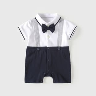 Newborn Baby Summer Thin Clothes Boy Onesie One Year Old Ceremony Suit Hasyi Full Moon 100 Days Banquet Crawling Suit