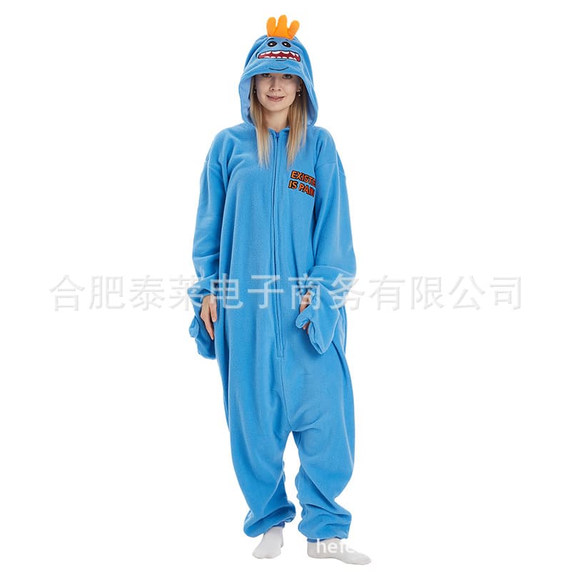 In-Stock Cross-Border Cartoon One-Piece Warm and Quirky Couple's Fleece Outfit for Performance and Home Wear