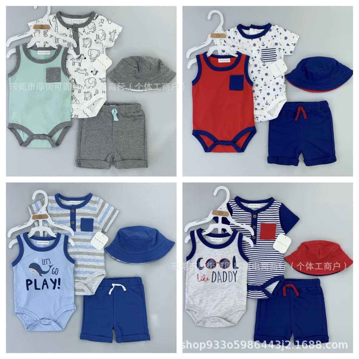 Foreign Trade Cotton Baby Boys Girls Bodysuit Summer Thin Short Sleeve Romper Infant Clothes Outwear Triangle Style