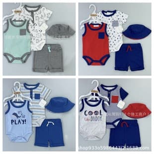 Foreign Trade Cotton Baby Boys Girls Bodysuit Summer Thin Short Sleeve Romper Infant Clothes Outwear Triangle Style