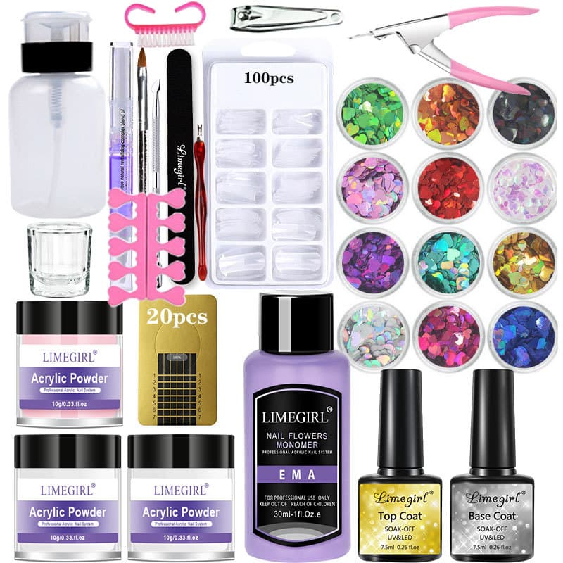 Cross-border Nail Art Set Acrylic Powder Liquid Set Nail Kit Tool Nail Brush Nail Extension Nail Accessories