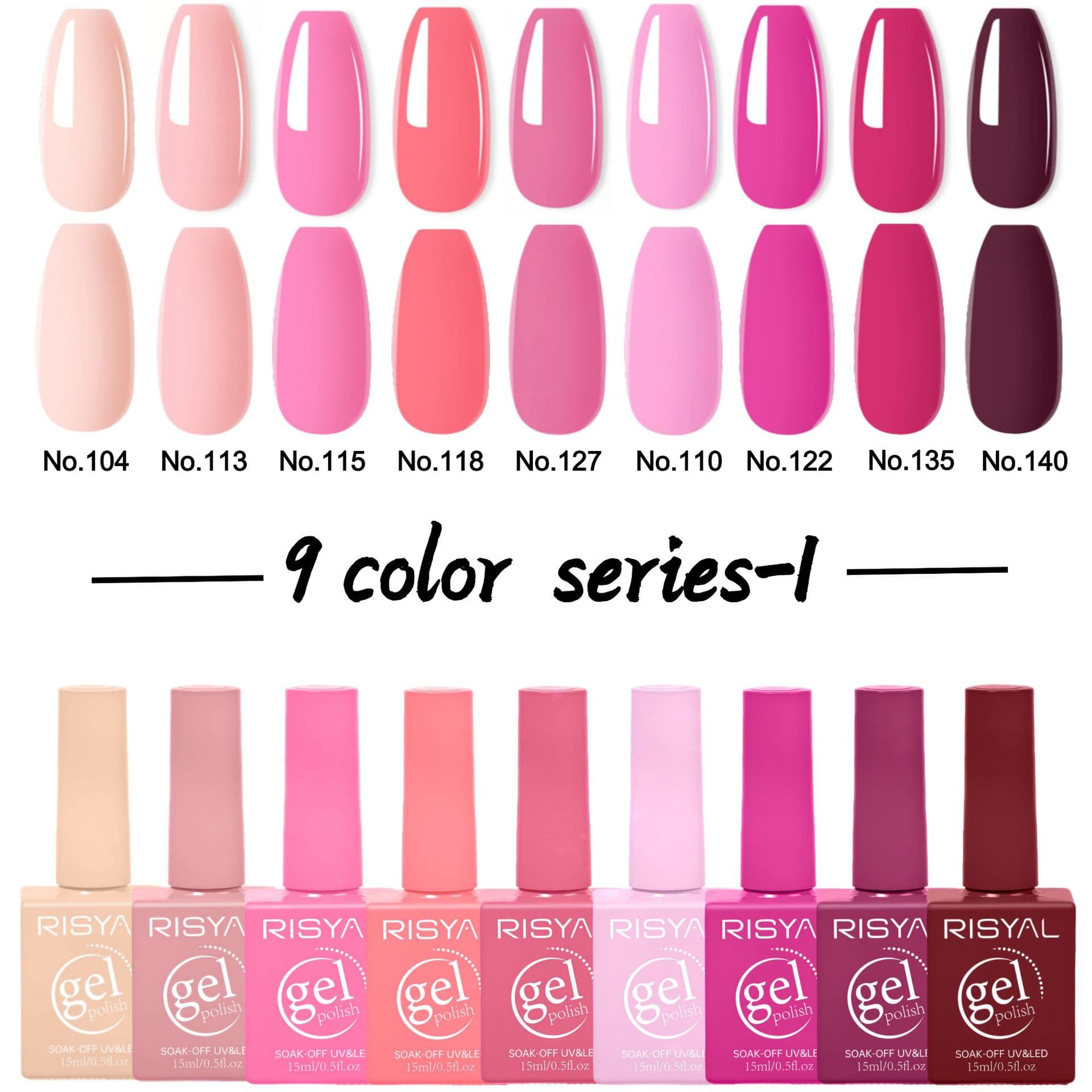 RISYAL Nail Polish Set Red Pink Nude Gel Nail Polish Set for Home Salon DIY LED UV Light Curing Matte Finish Long-lasting