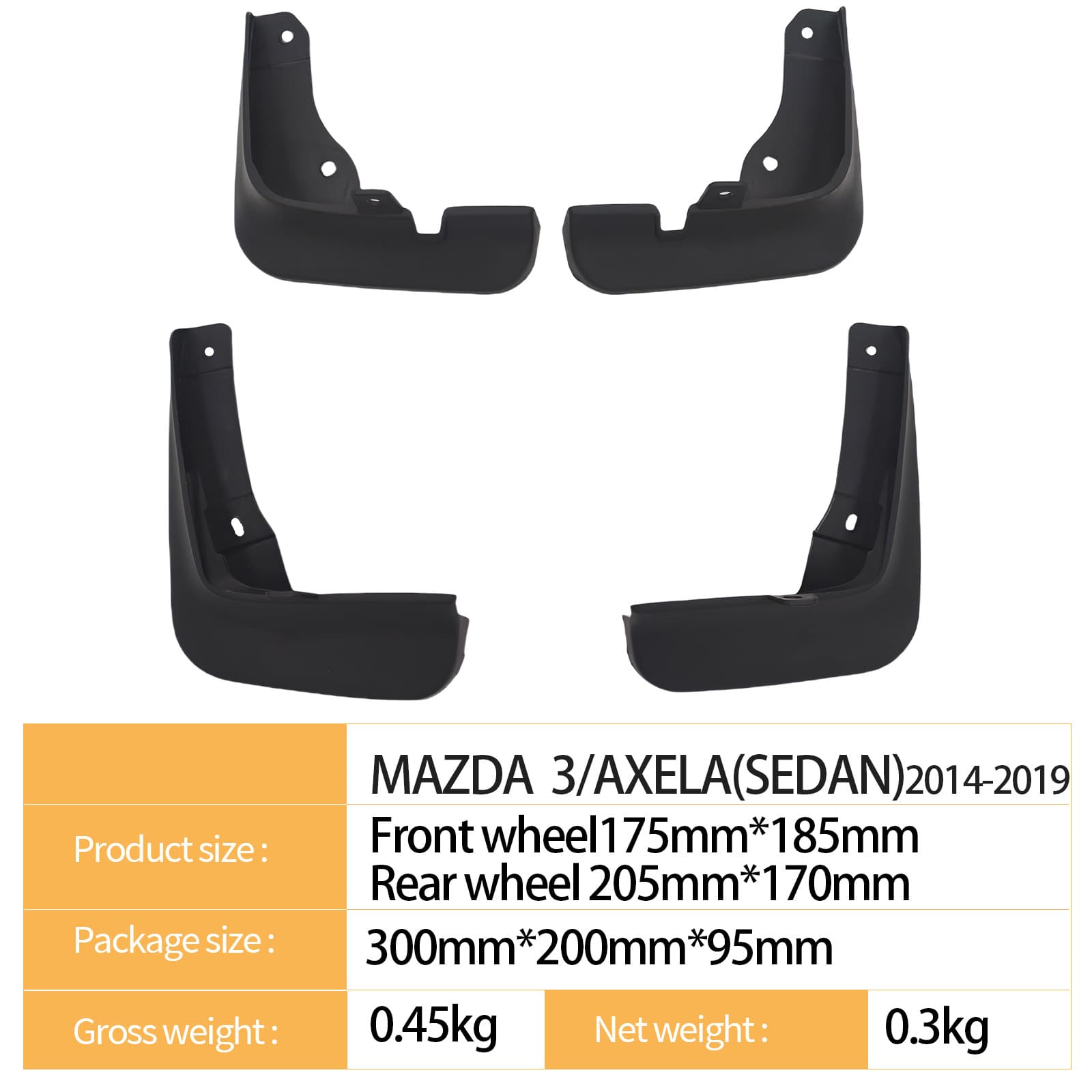 Fender for Mazda 3 Axela Sedan 14-19 Export Car Tire Mudguard