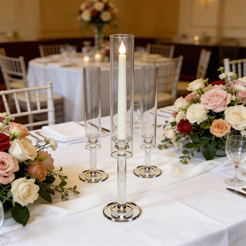 Crystal Glass Candle Holder European Wedding Romantic Decorative Ornament Single-Arm Candle Stand