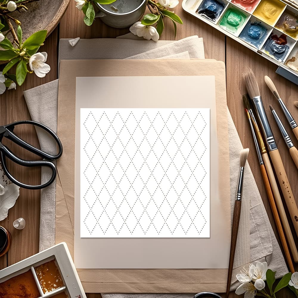 Grid Pattern Painting Template Cross-border Hot-selling Journal Decoration Masking Spray PET Material Hollow Template Drop Shipping