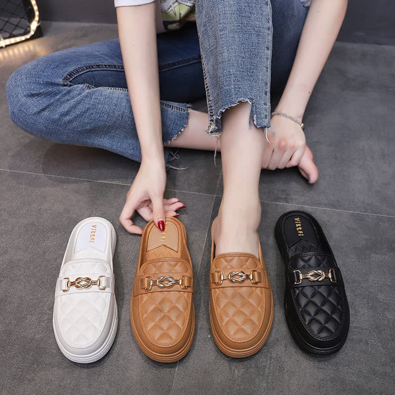 Women's Summer Korean Style Platform Slippers, New Arrival, Lazy Internet-Famous Fashion Half Slippers for Students