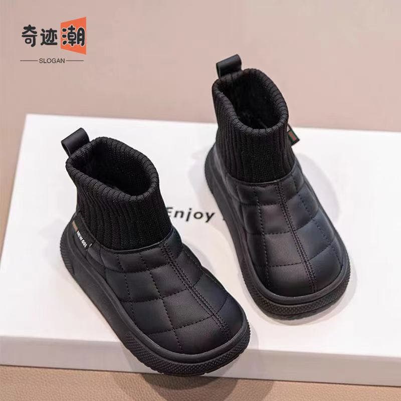 Boys Snow Boots 2025 Winter New Girls Shoes Fleece Lined Warm Soft Sole Slip-On Cotton Boots Anti-Slip Ankle Boots