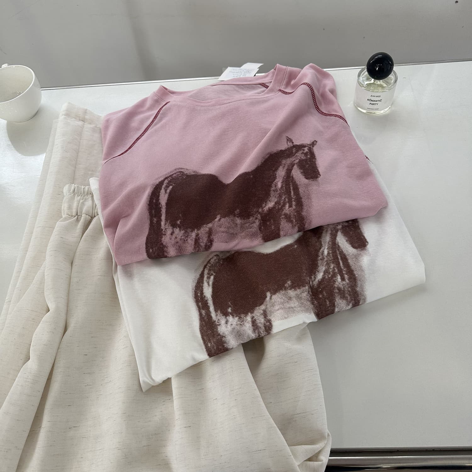 Factory Quality ~ Little Horse Print Raglan Long Sleeve T-Shirt for Women 2026 Summer Loose Fit Versatile Slimming Sun Protection Cover-Up