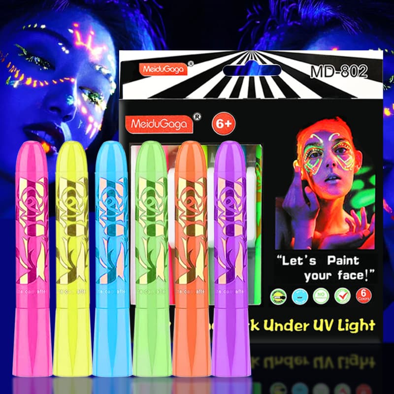 Cross-border 6-color luminous face paint body painting Halloween water-soluble face painting luminous crayons holiday makeup